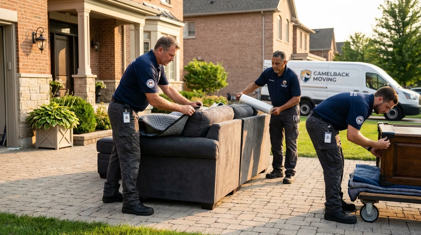 Large estate moving crew wrapping furniture in Princeton, WI